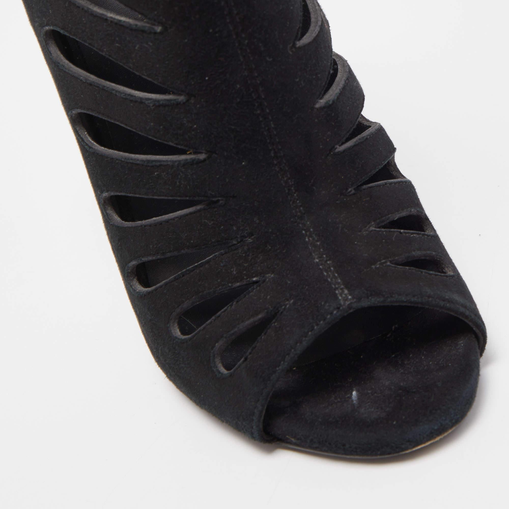 Giuseppe Zanotti Schwarz Wildleder Cut Out Peep Toe Stiefeletten Größe 38 3