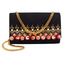Giuseppe Zanotti Black Suede Diwali Motif Jaya Chain Clutch