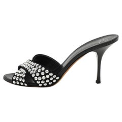 Giuseppe Zanotti Black Suede Embellished Slide Sandals Size 40
