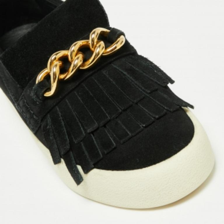 Giuseppe Zanotti - Scarpe da ginnastica con frange in camoscio nero Taglia 40 In condizioni buone in vendita a Dubai, Al Qouz 2