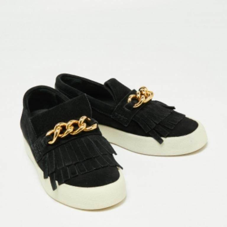 Donna Giuseppe Zanotti - Scarpe da ginnastica con frange in camoscio nero Taglia 40 in vendita