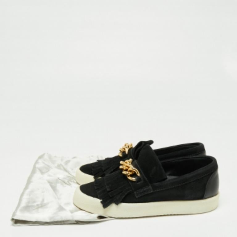 Giuseppe Zanotti - Scarpe da ginnastica con frange in camoscio nero Taglia 40 in vendita 4