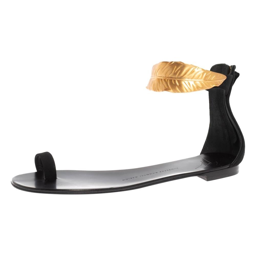 レア! GIUSEPPE ZANOTTI GOLD ANKLE FLAT SANDAL www.m