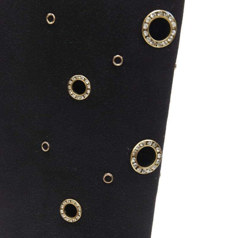 GIUSEPPE ZANOTTI stivali alti in camoscio nero con occhielli in cristallo oro EU37 in vendita 4