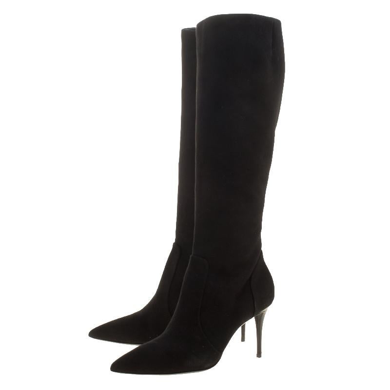 Giuseppe Zanotti Black Suede Knee Boots Size 37.5 1