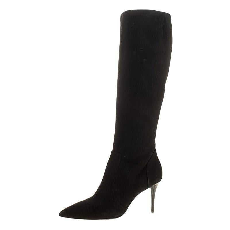 Giuseppe Zanotti Black Suede Knee Boots Size 37.5