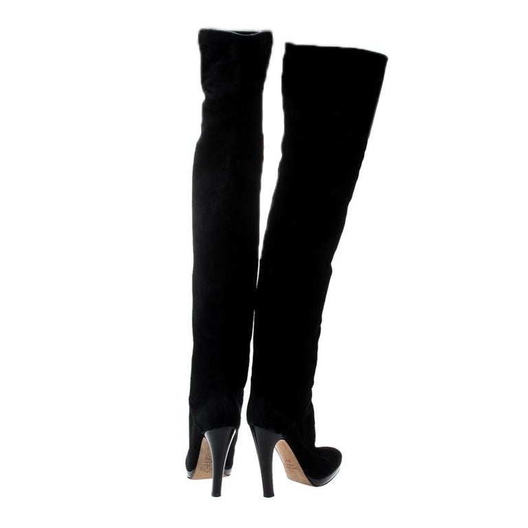 Giuseppe Zanotti Black Suede Knee Length Boots Size 38.5 For Sale at ...