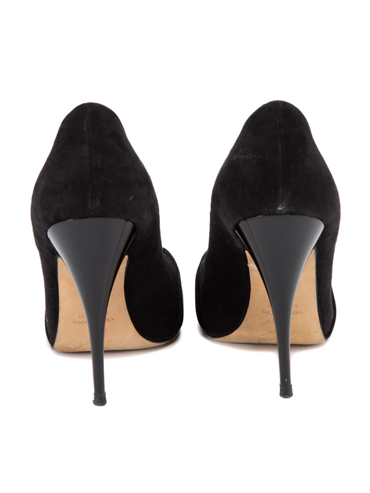 Giuseppe Zanotti Schwarze Wildleder-Pumps mit Knotendetail Größe UK 5,5 Damen im Angebot
