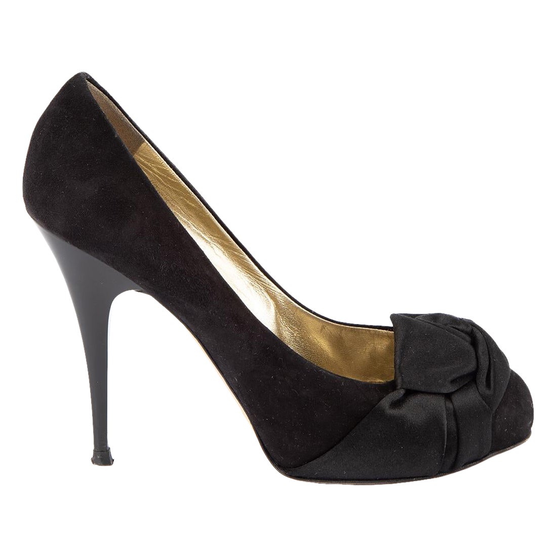 Giuseppe Zanotti Black Suede Knot Detail Pumps Size UK 5.5