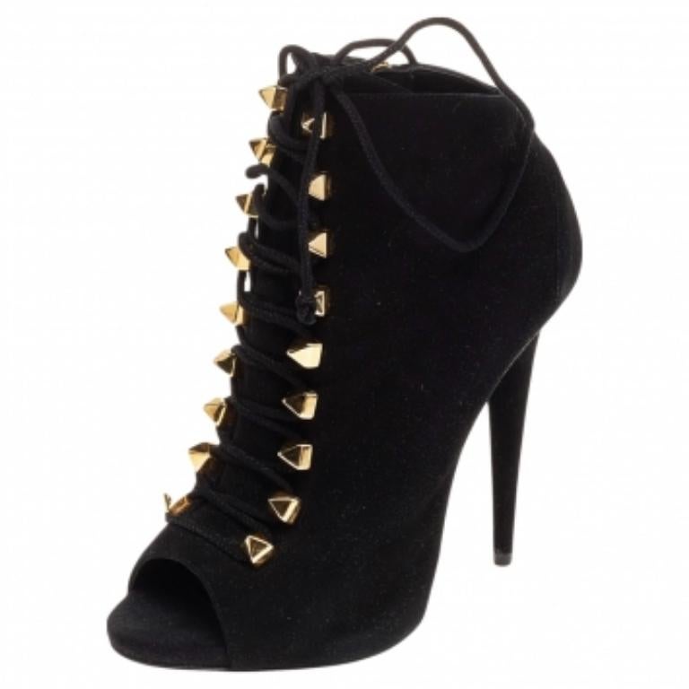 De las mujeres Giuseppe Zanotti Botines con cordones de ante negro Talla 38