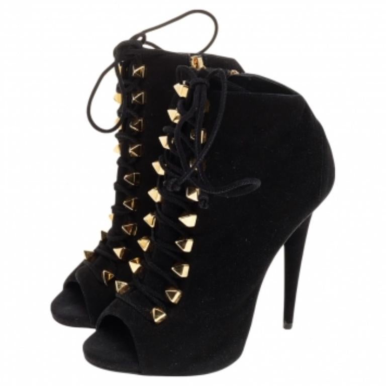Giuseppe Zanotti Botines con cordones de ante negro Talla 38 1