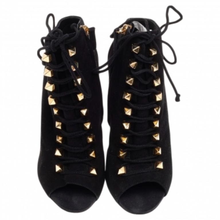 Giuseppe Zanotti Botines con cordones de ante negro Talla 38 2