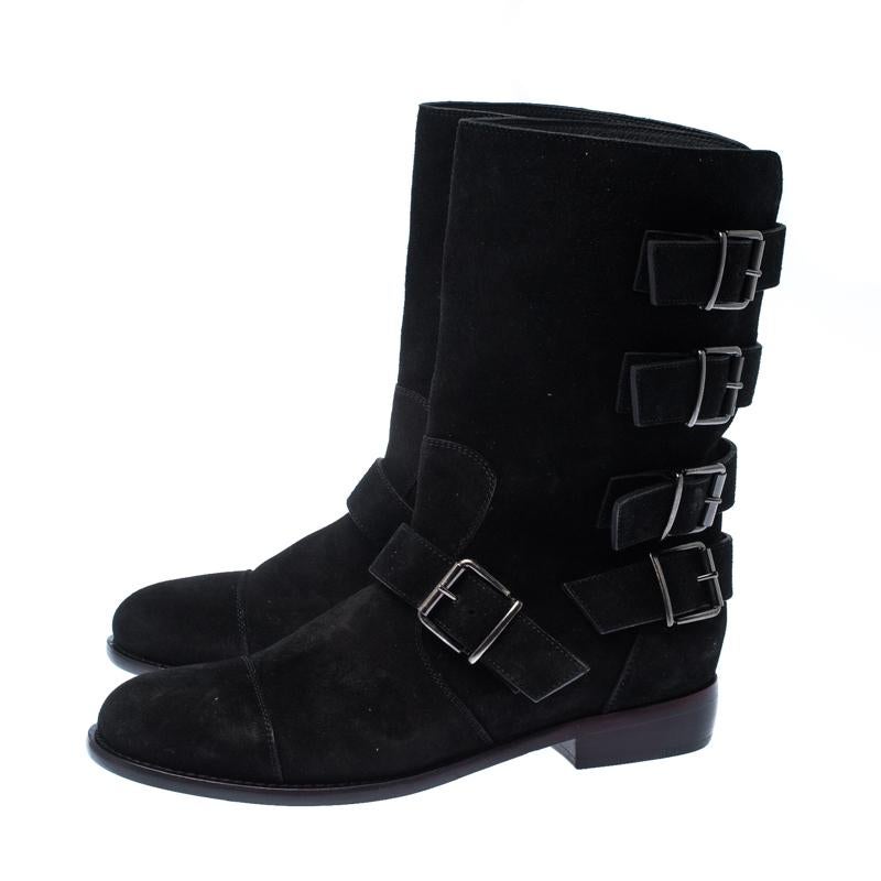 Giuseppe Zanotti Black Suede Leather Buckle Ankle Boots Size 38 3