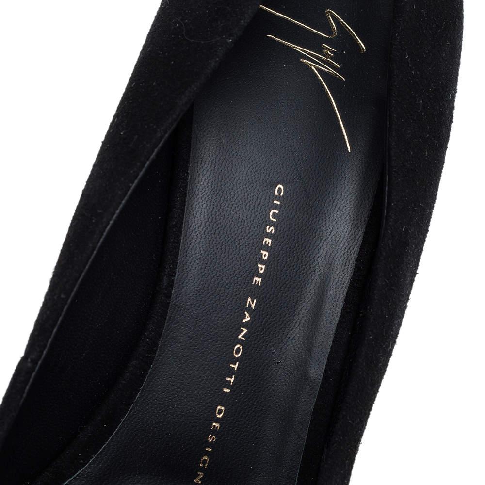 Giuseppe Zanotti Black Suede Liza Peep Toe Platform Pumps Size 41 3