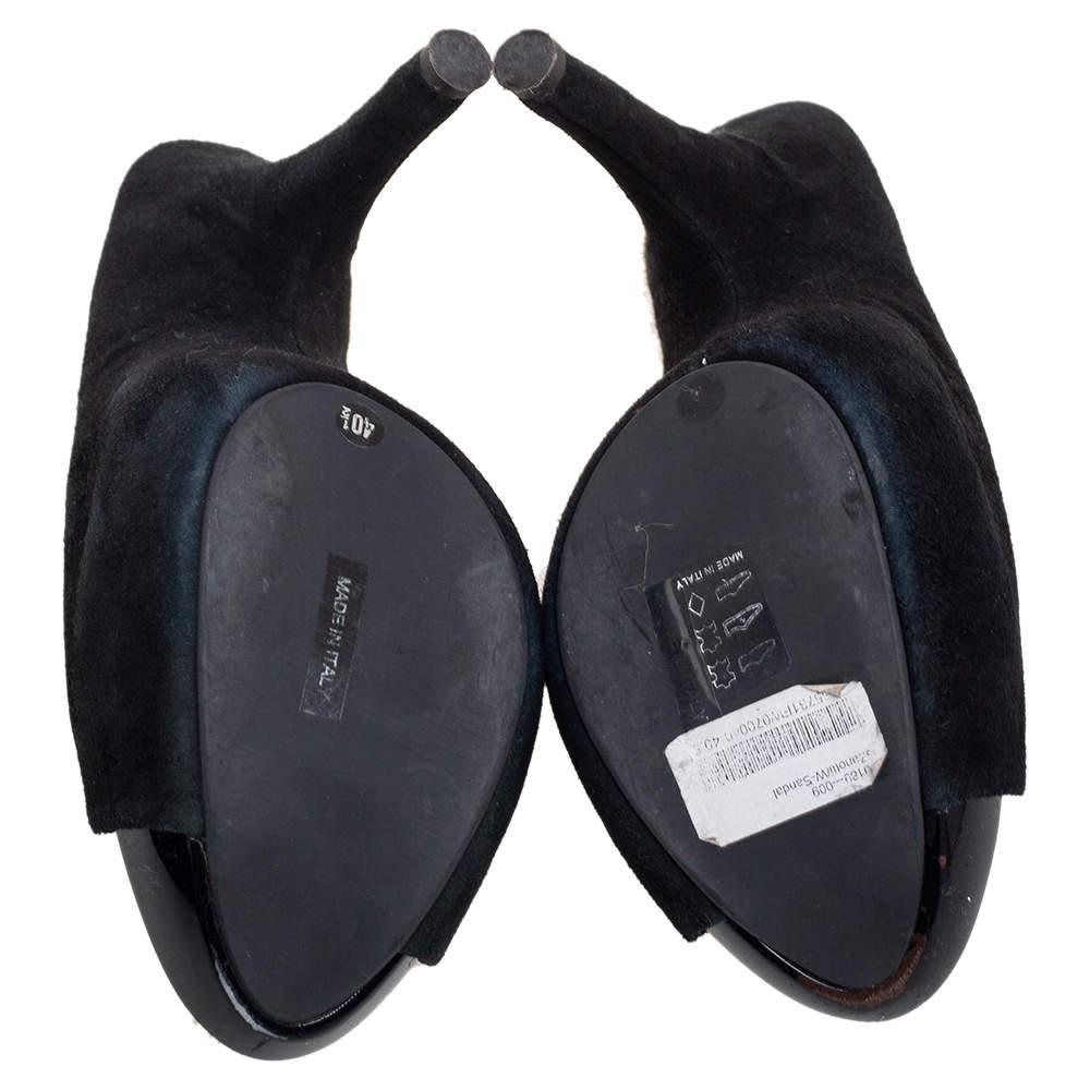 Giuseppe Zanotti Black Suede Open Toe Mule Sandals Size 40.5 For Sale 1