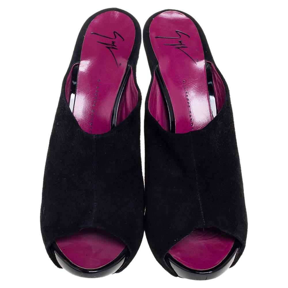 Giuseppe Zanotti Black Suede Open Toe Mule Sandals Size 40.5 For Sale 3