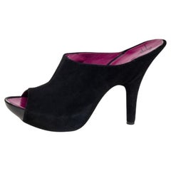 Giuseppe Zanotti Black Suede Open Toe Mule Sandals Size 40.5