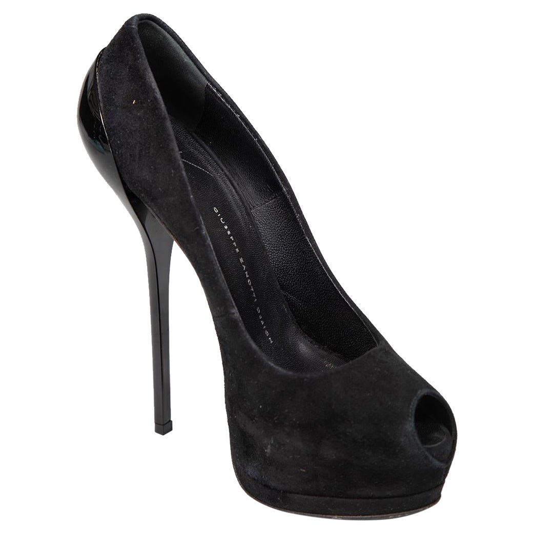 Giuseppe Zanotti Black Suede 
Patent Heels Size IT 39