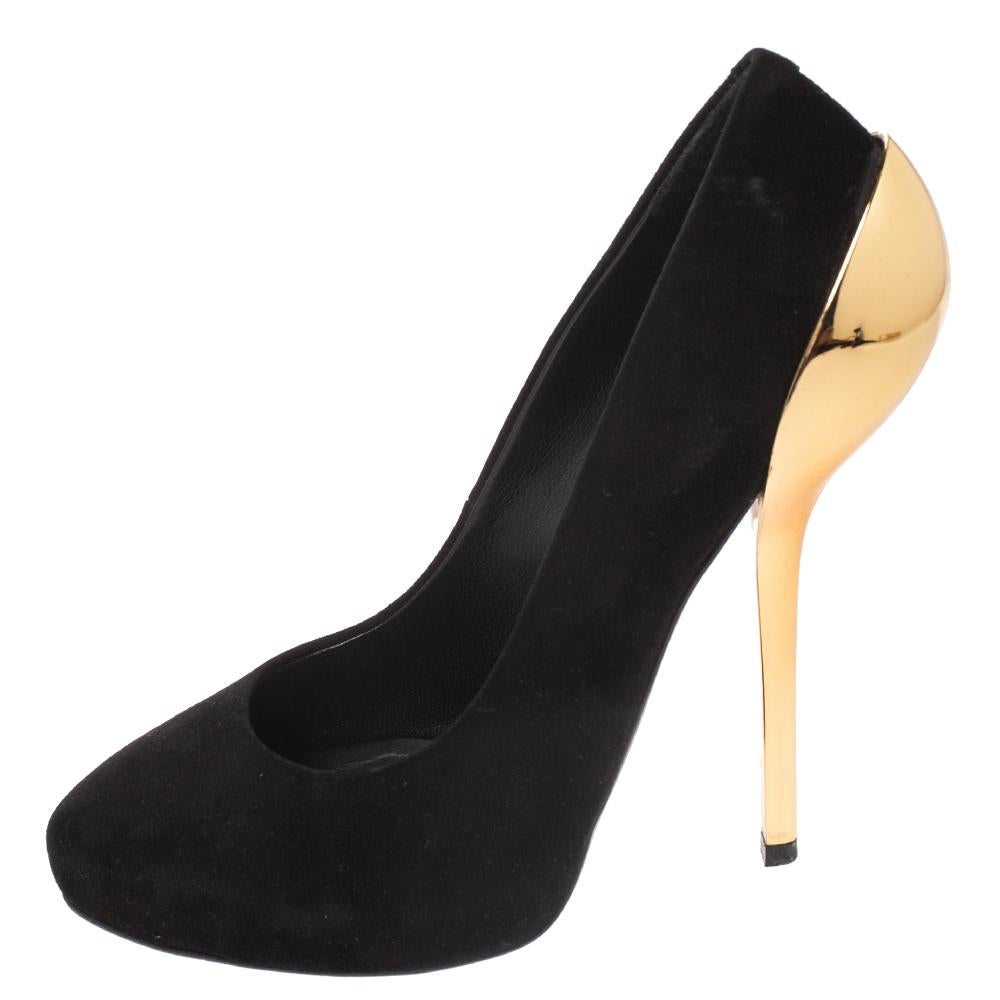 black suedette two part platform courts