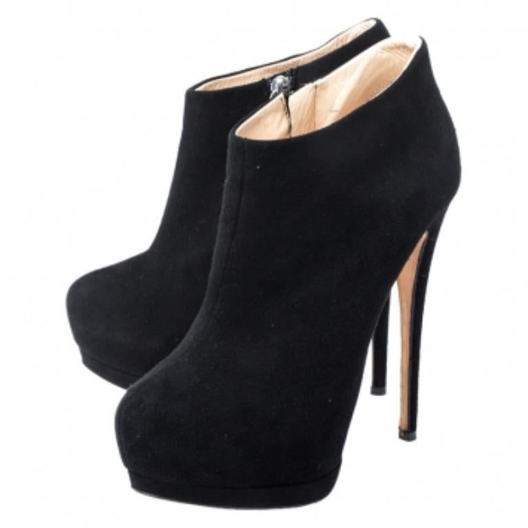 Giuseppe Zanotti, stivaletti con plateau in camoscio nero, misura 37,5 in vendita 2