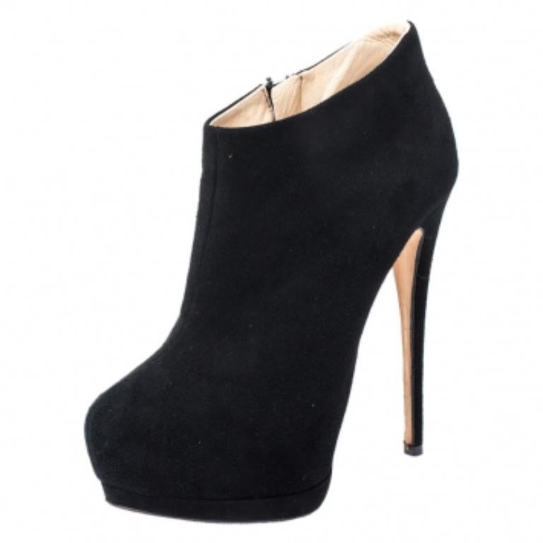 Giuseppe Zanotti, stivaletti con plateau in camoscio nero, misura 37,5 in vendita 3