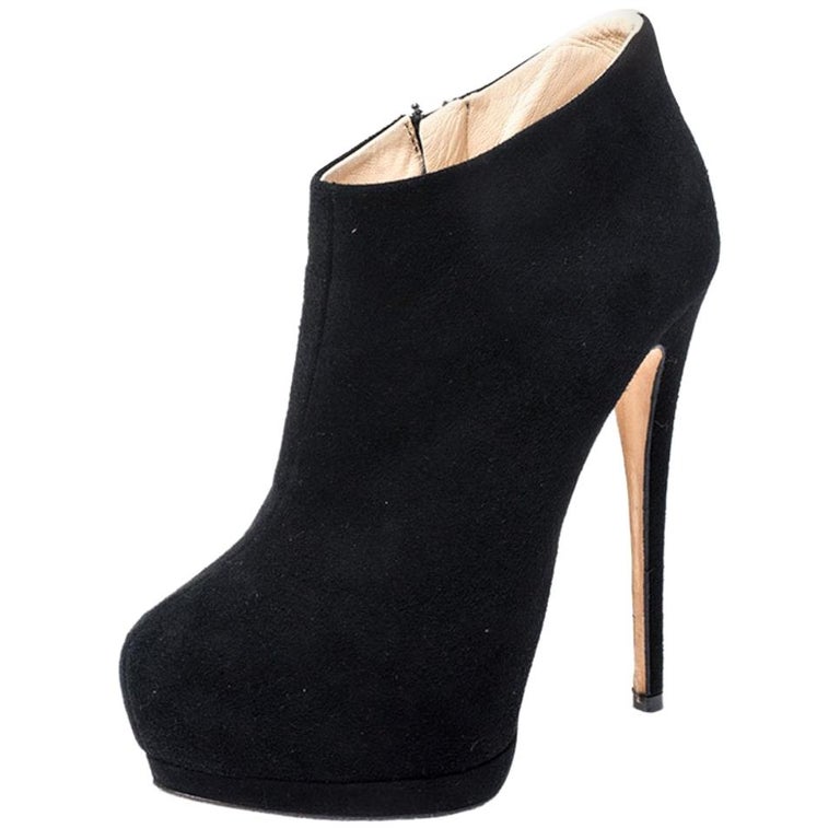 Giuseppe Zanotti Black Suede Platform Ankle Booties Size 37.5 For Sale ...
