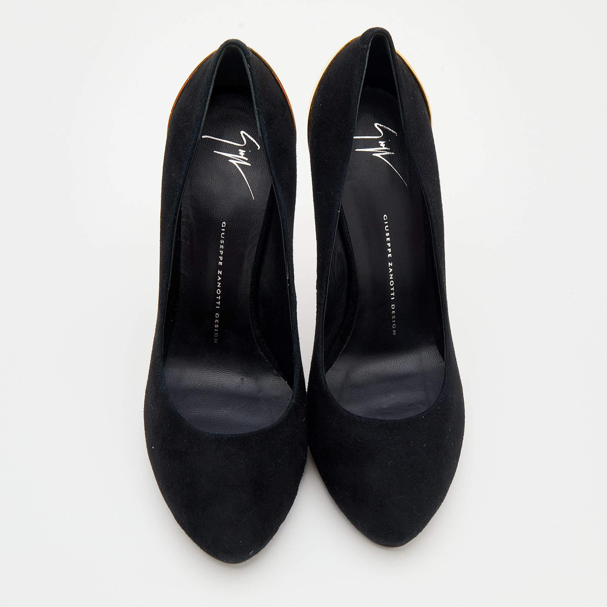 Giuseppe Zanotti Black Suede Platform Pumps Size 41 In Good Condition In Dubai, Al Qouz 2