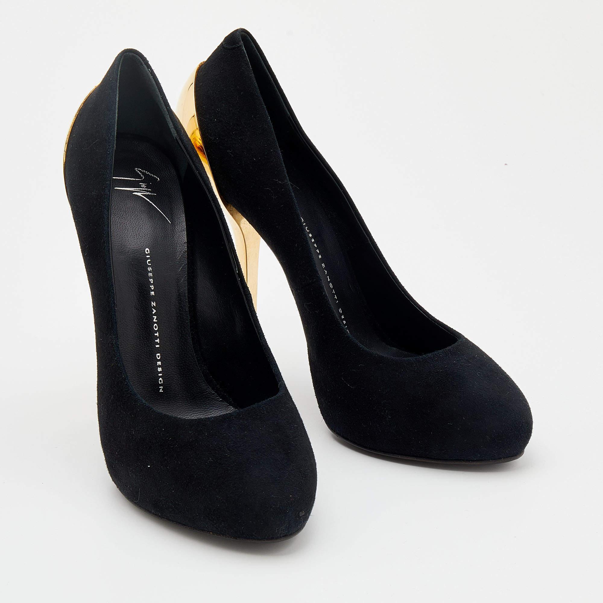 Women's Giuseppe Zanotti Black Suede Platform Pumps Size 41
