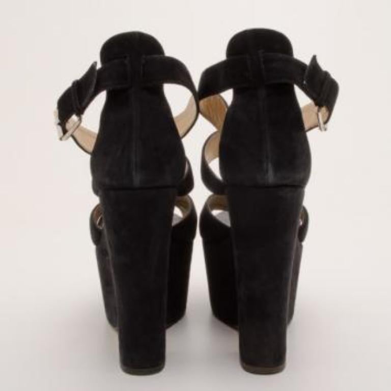 Noir Giuseppe Zanotti Sandales à plateforme en daim noir Taille 41 en vente