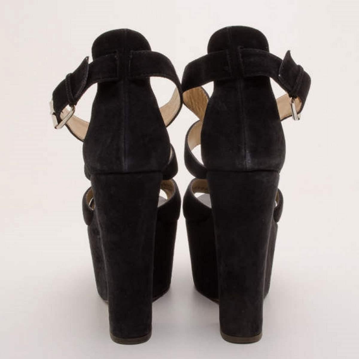 Giuseppe Zanotti Black Suede Platform Sandals Size 41 In Good Condition For Sale In Dubai, Al Qouz 2