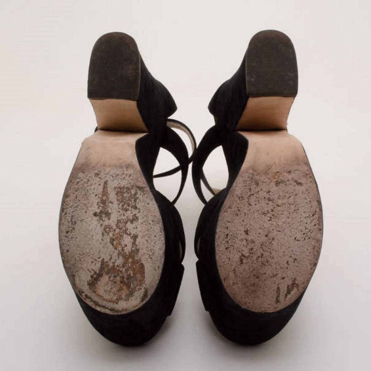 Women's Giuseppe Zanotti Black Suede Platform Sandals Size 41 For Sale