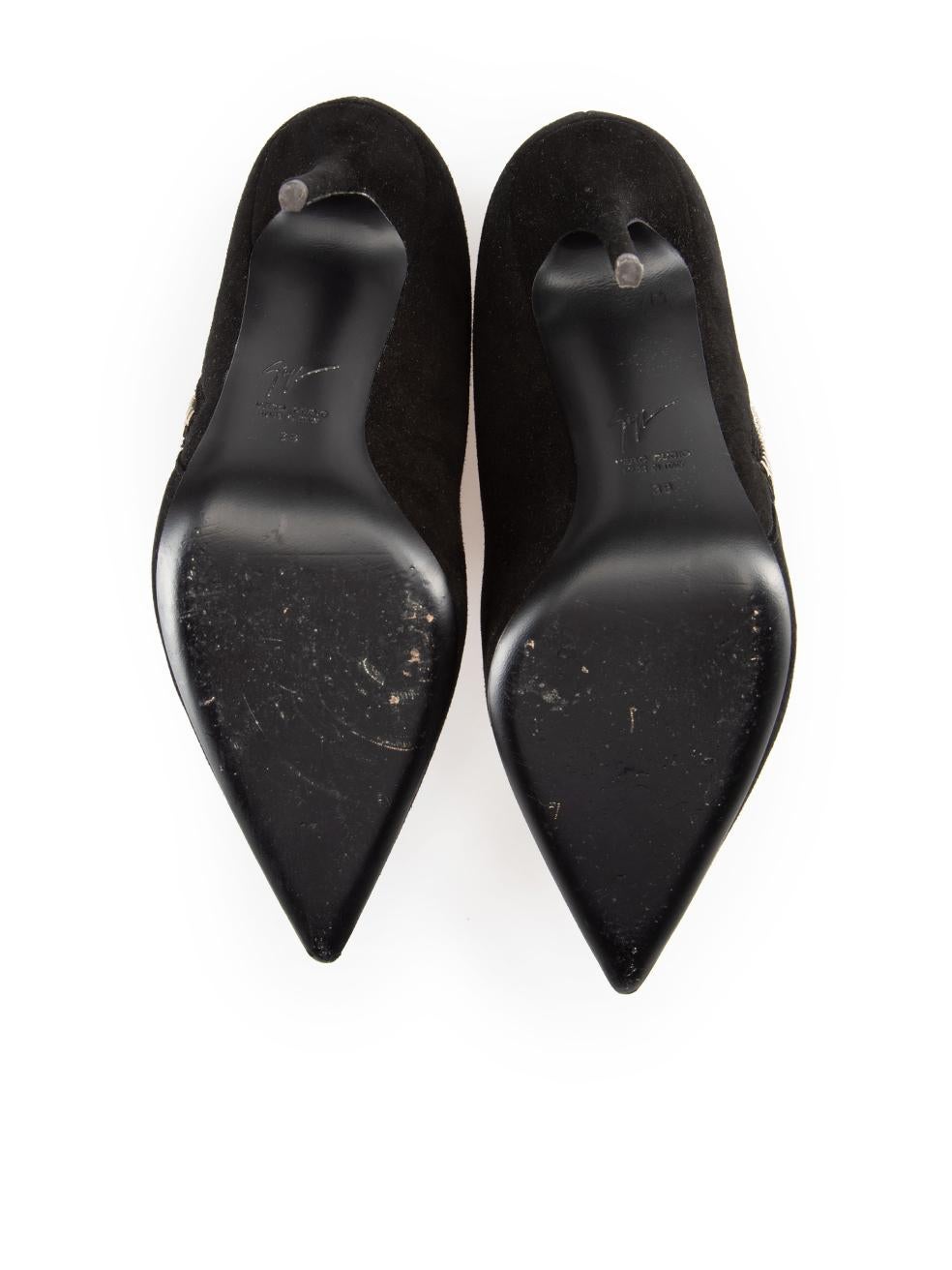 Women's Giuseppe Zanotti Black Suede Pointed Toe Lucrezia Boots Size IT 38
