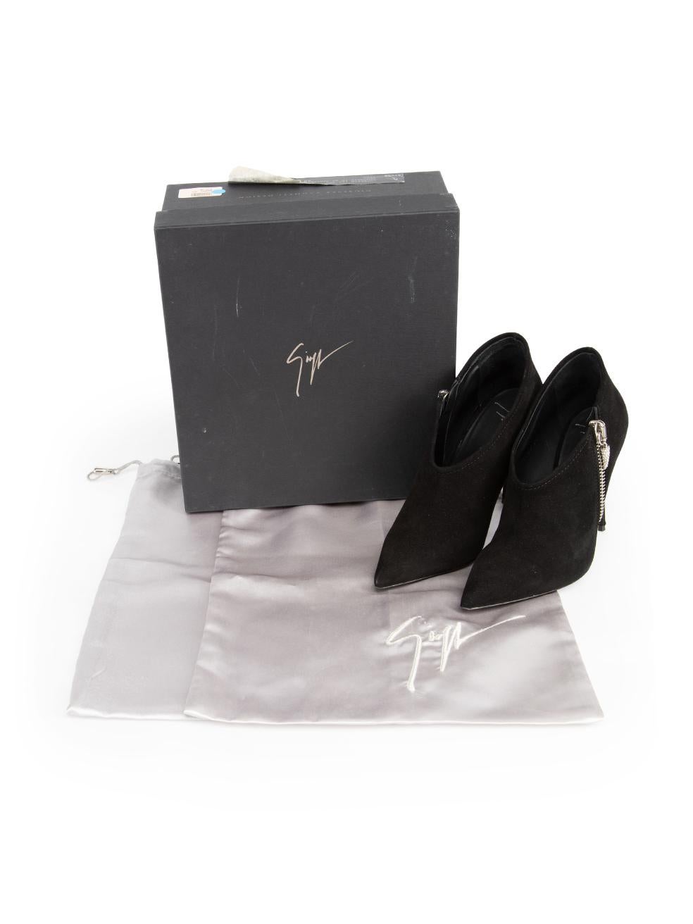 Giuseppe Zanotti Black Suede Pointed Toe Lucrezia Boots Size IT 38 4
