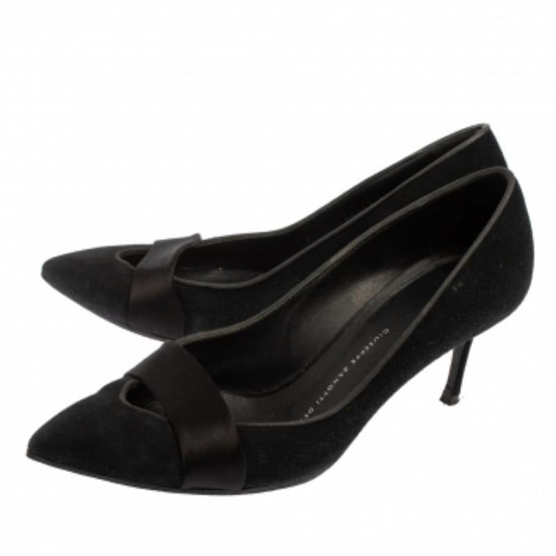 Giuseppe Zanotti Black Suede  Pointed Toe Pumps Size 37.5 For Sale 2