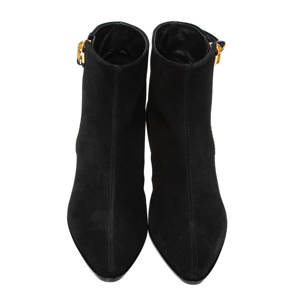 Giuseppe Zanotti Black Suede Side Zip Ankle Boots Size 37 In New Condition In Dubai, Al Qouz 2