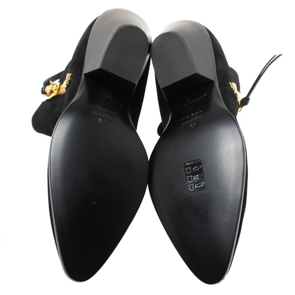 Giuseppe Zanotti Black Suede Side Zip Ankle Boots Size 37 3