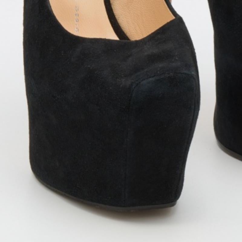 Giuseppe Zanotti Black Suede Square Toe Platform Pumps Size 40 (escarpins en daim à bout carré et à plateforme) en vente 3