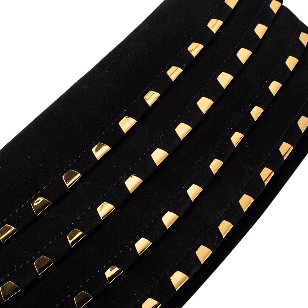 Giuseppe Zanotti Black Suede Studded Foldover Clutch 4