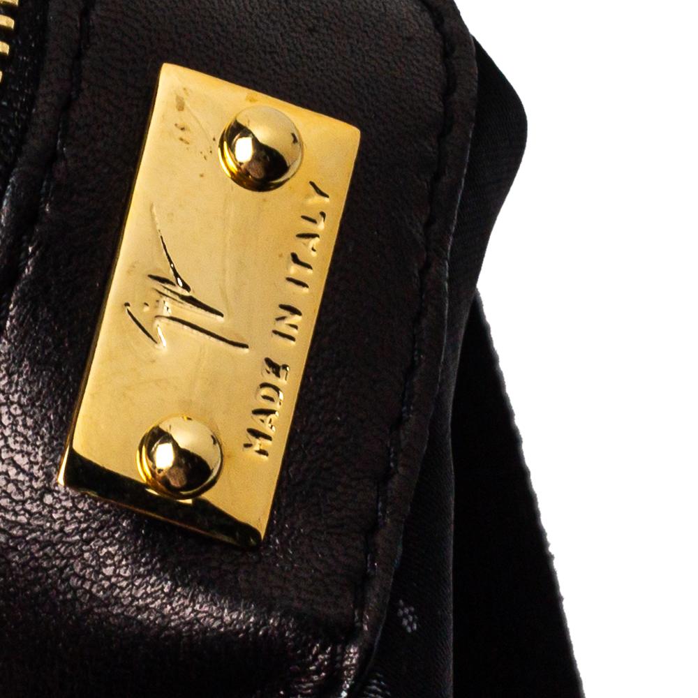 Giuseppe Zanotti Black Suede Studded Foldover Clutch In Good Condition In Dubai, Al Qouz 2