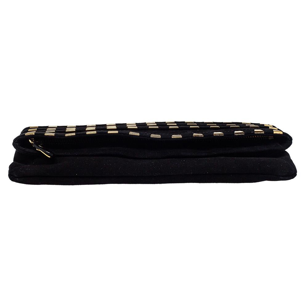 Giuseppe Zanotti Black Suede Studded Foldover Clutch 1