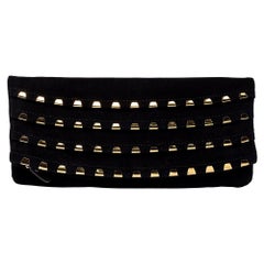 Giuseppe Zanotti Black Suede Studded Foldover Clutch