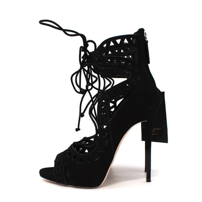 Sandalias de tacón Giuseppe Zanotti Tatuaje de ante negro con corte láser en Nuevo estado para la venta en London, GB