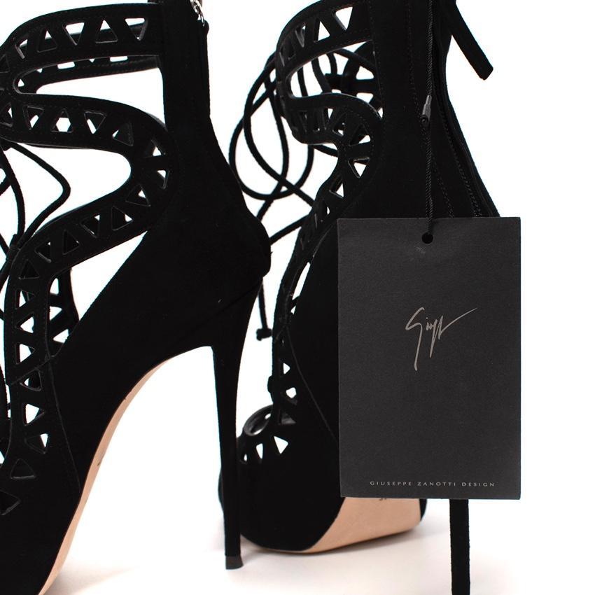 De las mujeres Sandalias de tacón Giuseppe Zanotti Tatuaje de ante negro con corte láser en venta