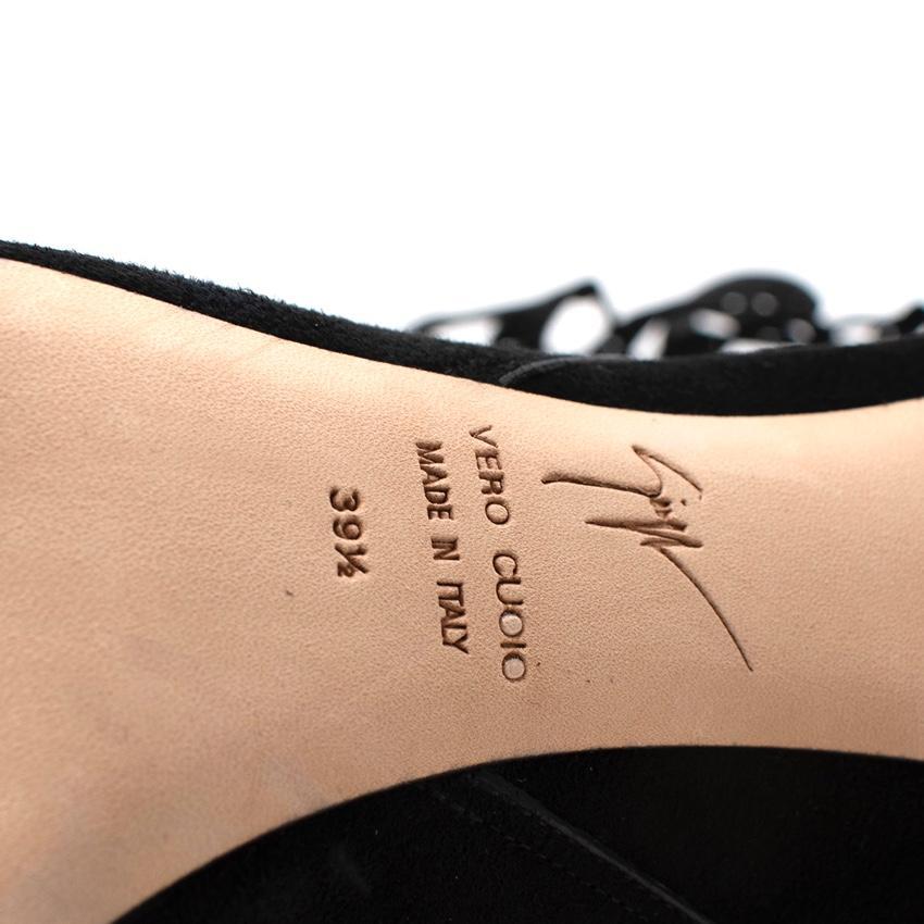 Sandalias de tacón Giuseppe Zanotti Tatuaje de ante negro con corte láser en venta 4