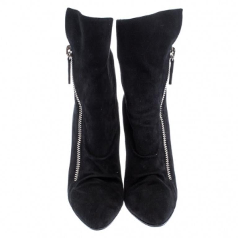 Giuseppe Zanotti Black Suede Wedge Ankle Boots Size 37.5 Bon état - En vente à Dubai, Al Qouz 2