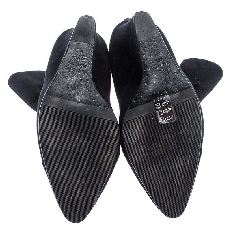 Giuseppe Zanotti Black Suede Wedge Ankle Boots Size 37.5 2