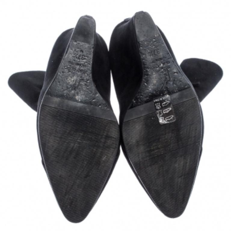 Giuseppe Zanotti Black Suede Wedge Ankle Boots Size 37.5 en vente 3