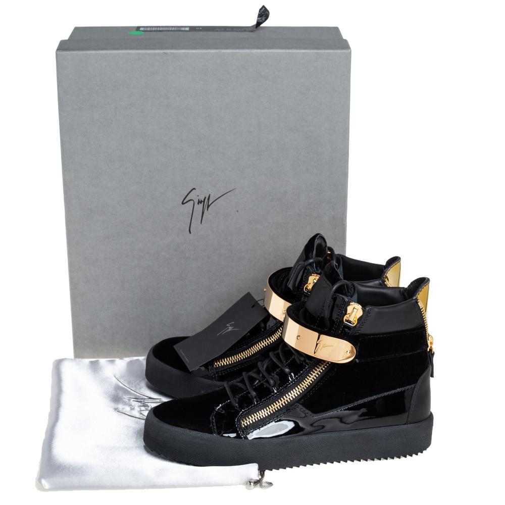 Giuseppe Zanotti Black Velvet And Patent Leather Coby High Top Sneakers  Size 40 at 1stDibs