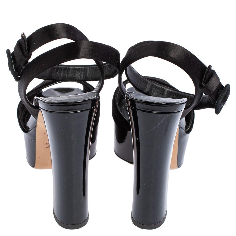 Women's Giuseppe Zanotti Black Velvet and Satin Lavinia Platform Sandals Size 38