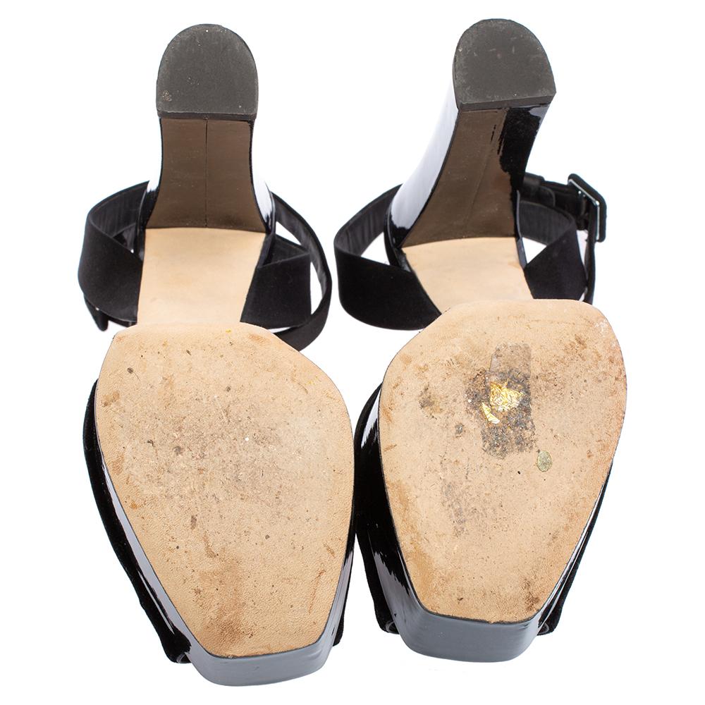 Giuseppe Zanotti Black Velvet and Satin Lavinia Platform Sandals Size 38 3